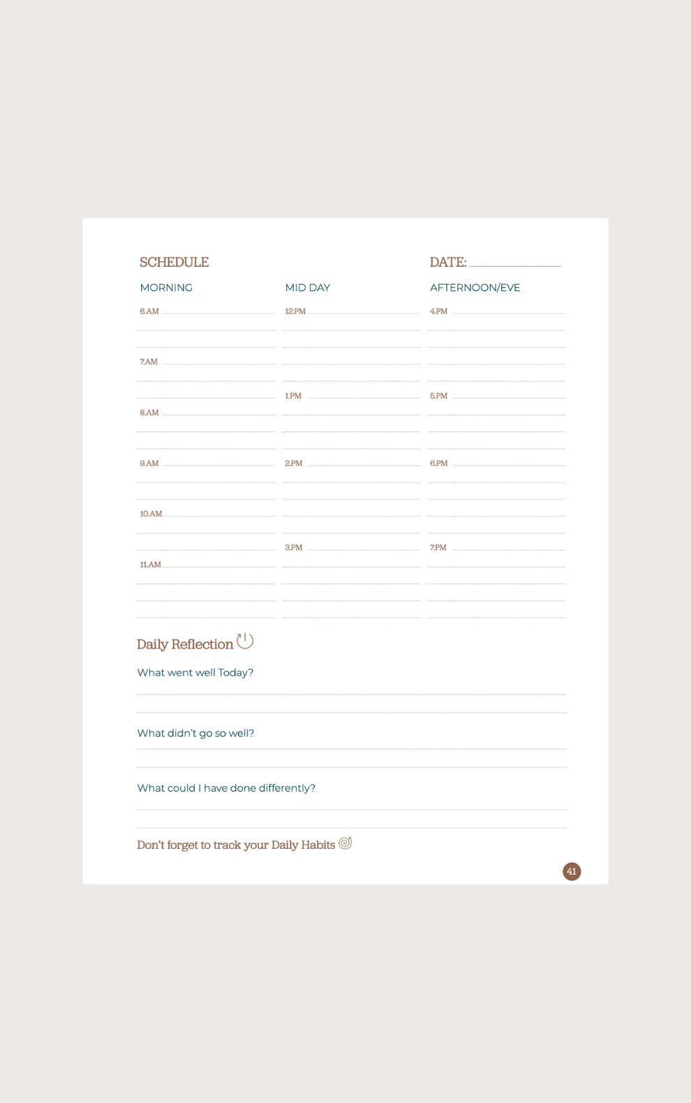 The Lifeflow Planner Daily Schedule